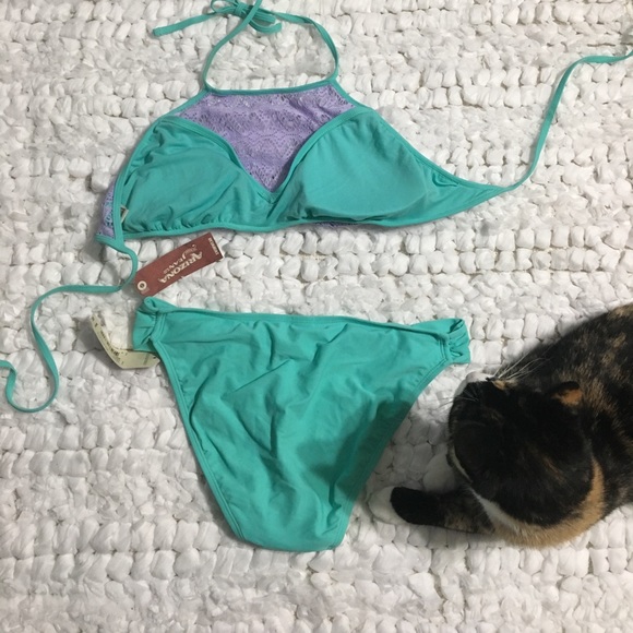 NEW! Arizona high neck Aqua/lavender bikini M/L - Picture 3 of 3